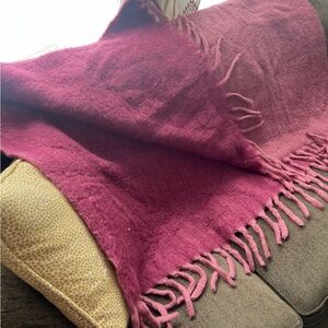 Anthropologie Deep Pink Textured Throw